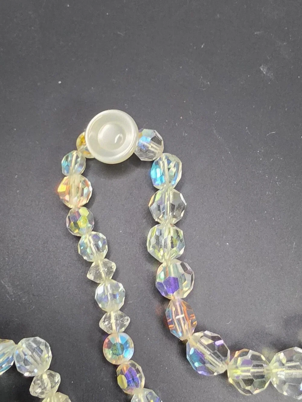 Aurora Crystal Bead Necklace - Iridescent Clear